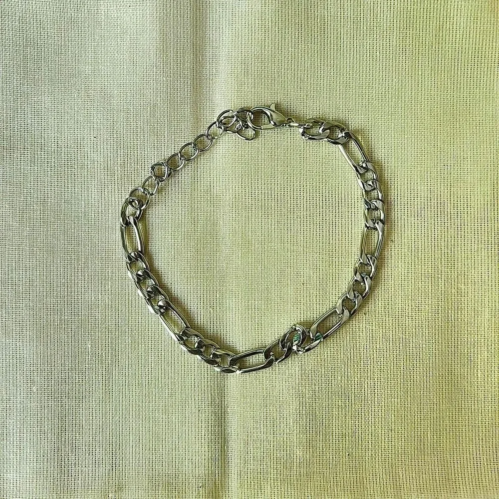 y2k silver figaro link stainless steel chain bracelet